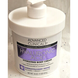 2 Advanced Clinicals Hyaluronic Acid Cream Hydrating Body Cream Spa Size 16 oz